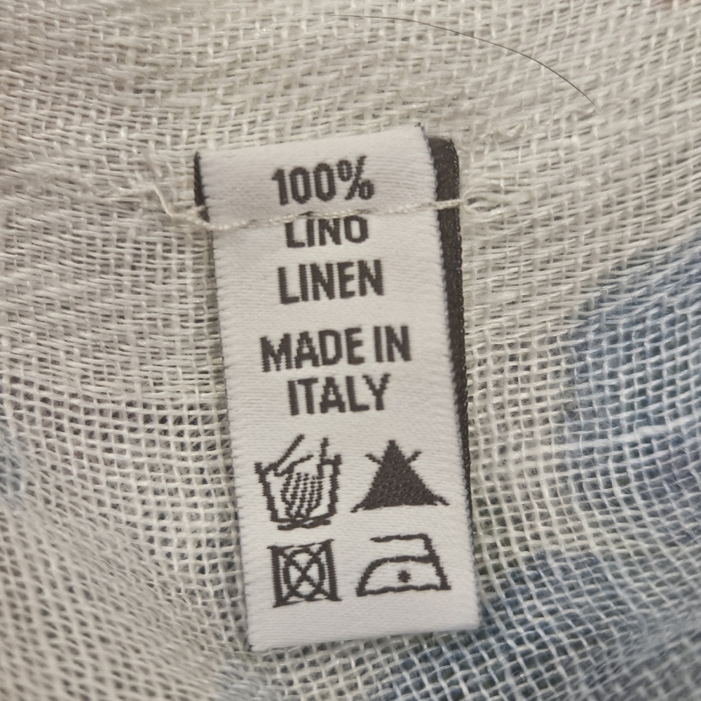 Shirt & Sport srl 100% Linen Floral Rectagular Scarf 75" x 22" Made In Italy - Picture 4 of 7